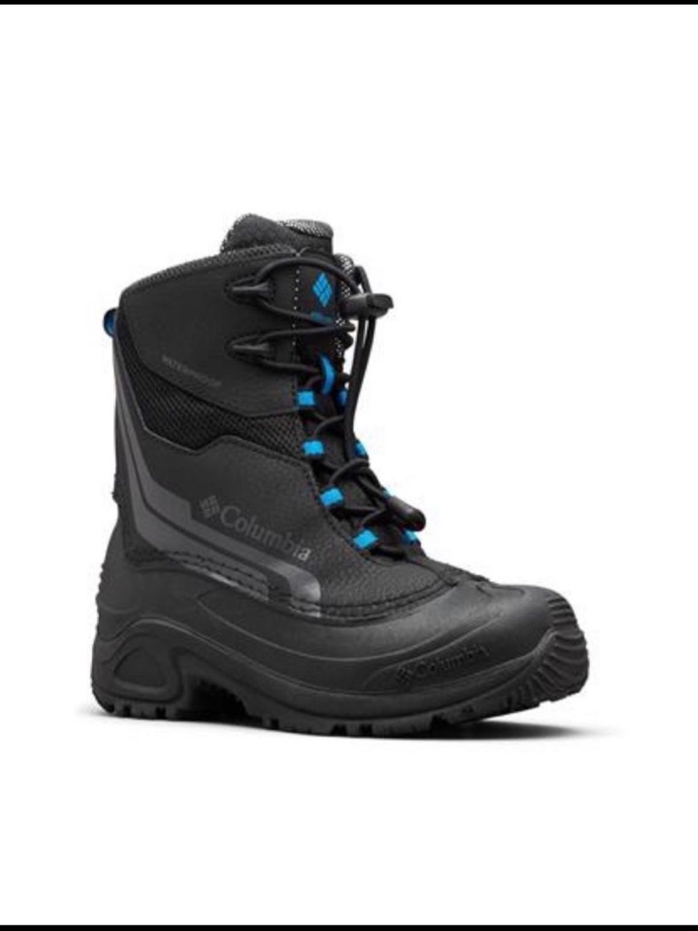 Columbia Bugaboot Plus IV Omni-Heat Youth Snow Winter Boot Black W/Blue Sz 3